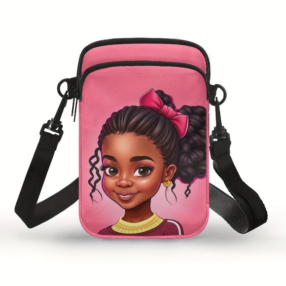 Stylish African Print Double-Layer Crossbody Bag - Lightweight Adjustable Strap, - Picture 6 of 11